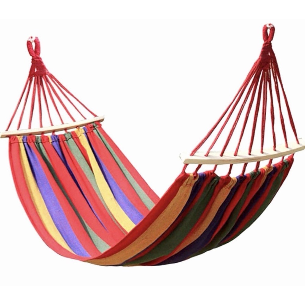 NWOT CANVAS PORTABLE OUTDOOR CAMPING HAMMOK HANGIHG SLEEPING SWING BED WITH CASE